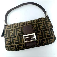 Fendi Zucca FF Baguette Brown Shoulder Bag!